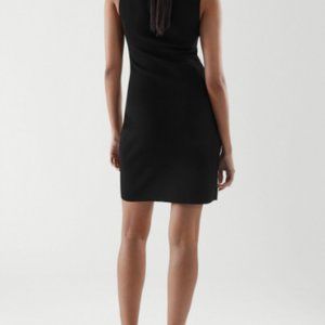 Slim-fit square collar dress little black dress